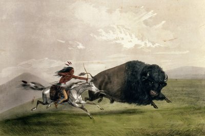 Die Büffeljagd "Einzelne Auswahl", veröffentlicht von Currier und Ives von George Catlin