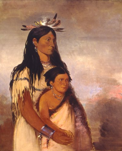 Túnk-aht-óh-ye, Donnerer, ein Junge, und Wun-pán-to-mee, Weißes Wiesel, ein Mädchen von George Catlin