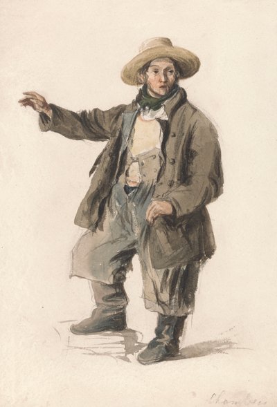 Fischträger mit Strohhut von George Chambers
