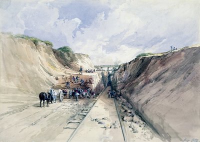 Ausheben eines Einschnitts an der Great Western Railway, 1841 von George Childs
