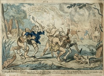 Alle unter den Hottentotten an Land..., veröffentlicht am 7. September 1819 von George Cruikshank