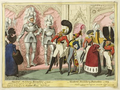 Alte und moderne Militärdandys von 1450 von George Cruikshank