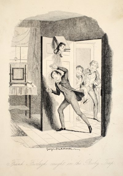 Frank Fairlegh in die Falle getappt, aus Frank Fairlegh oder Szenen aus dem Leben eines Privatschülers, veröffentlicht um 1870 von George Cruikshank