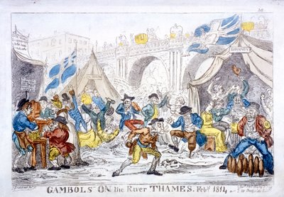 Spiele auf der Themse, Feb. 1814 von George Cruikshank