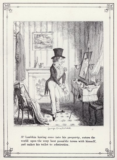 Illustration für Das Buch des Junggesellen, oder Der Fortschritt von Mr. Lambkin (Gent) (Gravur) von George Cruikshank