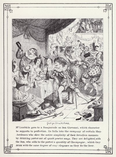 Illustration für Das Buch des Junggesellen oder Der Fortschritt von Mr. Lambkin (Gent) (Gravur) von George Cruikshank