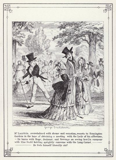 Illustration für Das Buch des Junggesellen oder Der Fortschritt von Mr. Lambkin (Gent) (Gravur) von George Cruikshank