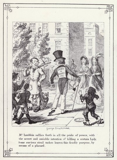 Illustration für Das Buch des Junggesellen oder Der Fortschritt von Mr. Lambkin (Gent) (Gravur) von George Cruikshank
