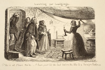 Auf der Suche nach einer Unterkunft, veröffentlicht 1851 von George Cruikshank