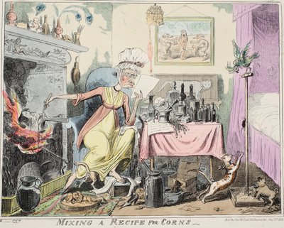 Ein Rezept für Hühneraugen mischen, veröffentlicht 1835 von George Cruikshank