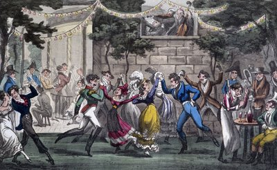 Quadrille im Salon de Mars, auf den Champs Elysée - in „Life in Paris“ von David Carey, London von George Cruikshank