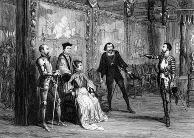 Sir Thomas Wyatt diktiert Königin Maria die Bedingungen im Weißen Turm, um 1553 von George Cruikshank