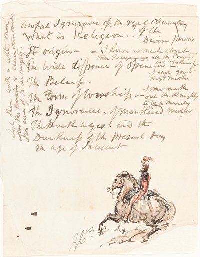 Skizze eines berittenen Husaren von George Cruikshank