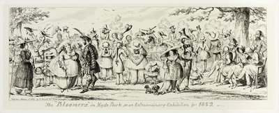 Die "Bloomers" im Hyde Park oder eine außergewöhnliche Ausstellung für 1852 aus George Cruikshanks Stahlradierungen zu The Comic Almanacks: 1835-1853 von George Cruikshank