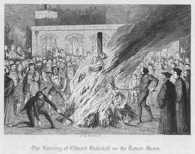 Die Verbrennung von Edward Underhill auf dem Tower Green von George Cruikshank