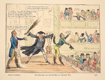 Der Manager und der Buz-Bee in einer Doktorperücke von George Cruikshank
