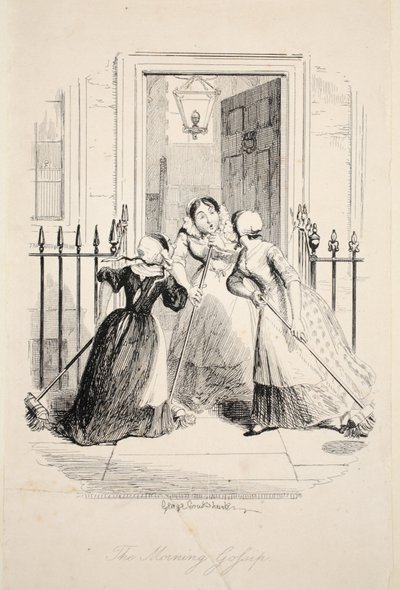 Der Morgentratsch, aus Die größte Plage des Lebens, veröffentlicht 1847 von George Cruikshank