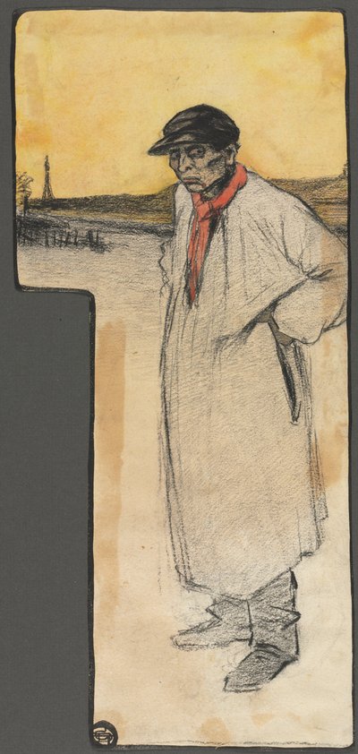 Entwurf für eine Buchillustration, stehende männliche Figur von George Dupuis