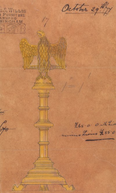Entwürfe für Jones und Willis, Metall- und Holzarbeiter und Kirchenmöbelhersteller aus Birmingham und London von George Edmund Street