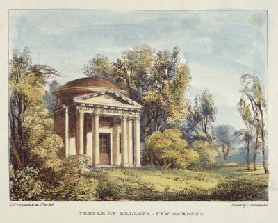 Tempel der Bellona, Kew Gardens, Tafel 24 aus Kew Gardens: Eine Serie von vierundzwanzig Zeichnungen auf Stein, graviert von Charles Hullmandel (1789-1850), veröffentlicht 1820 von George Ernest after Papendiek