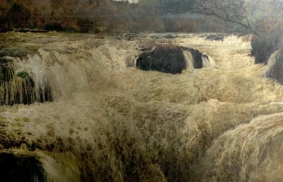 Lachssprung, Cenarth-Fälle, Cardiganshire, Wales, 1878 von George Frank Miles