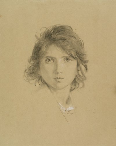 Studie für den Kopf eines Jungen in Bauern der Campagne während der Weinlese, ca. 1860 von George Frederick Watts