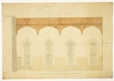 New College Oxford: Entwurf für das Dach der New Hall, 1865 von George Gilbert Scott