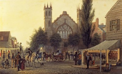 Abenddämmerung, St. Thomas Kirche, New York, ca. 1835 von George Harvey