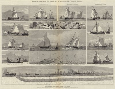 Modelle von Fischerbooten und Fischereigeräten in der Internationalen Fischereiausstellung von George Henry Andrews