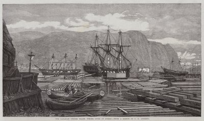 Der kanadische Holzhandel, Holzlager in Quebec von George Henry Andrews