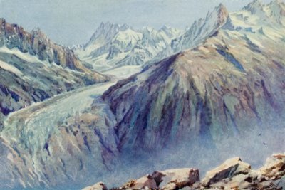 Das Mer de Glace von La Flegere (Farblithografie) von George Jackson Flemwell