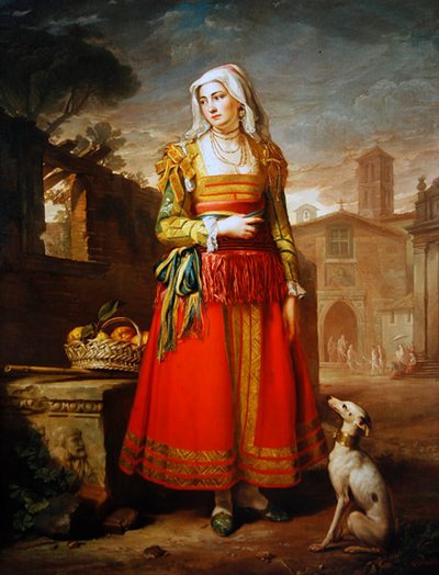 Porträt einer Dame in italienischer Tracht von George James