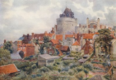 Westende des Schlosses vom Bahnhof Great Western Railway (Farblithographie) von George Moore Henton