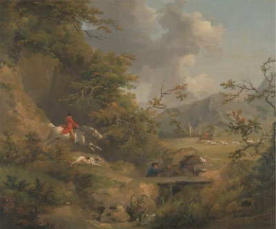 Fuchsjagd im hügeligen Land von George Morland