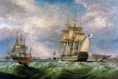 Britische Kriegsschiffe segeln in den Hafen von Cork von George Mounsey Wheatley Atkinson