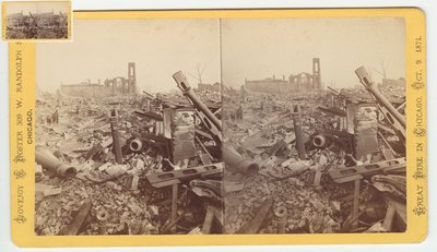 Stereograph der Ruinen des Mammoth Store von Field & Leiter nach dem Chicago-Feuer von 1871, 1871 von George N. Barnard