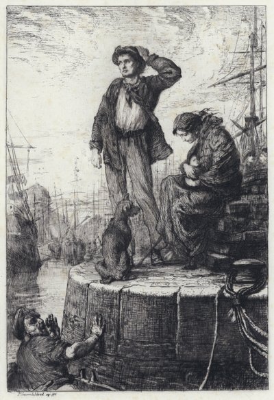 Auswanderer in Liverpool (Radierung) von George Percy Jacomb Hood