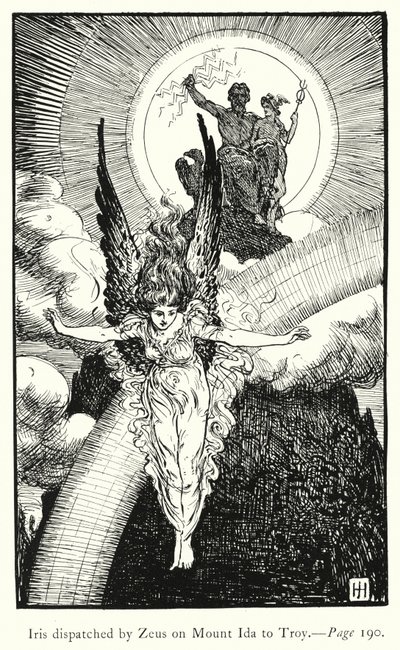 Die Ilias: Iris wird von Zeus auf dem Berg Ida nach Troja geschickt von George Percy Jacomb Hood