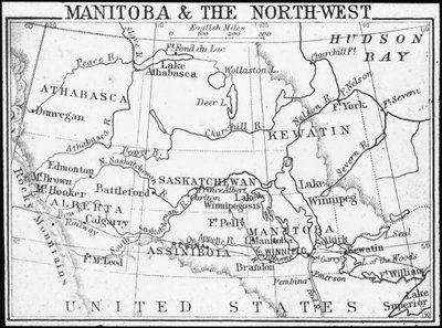 Karte von Manitoba und dem Nordwesten, Kanada von George Philip and Son Ltd