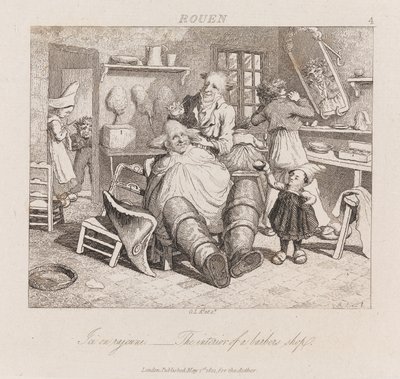Friseursalon, Rouen, ca. 1821 von George Robert Lewis