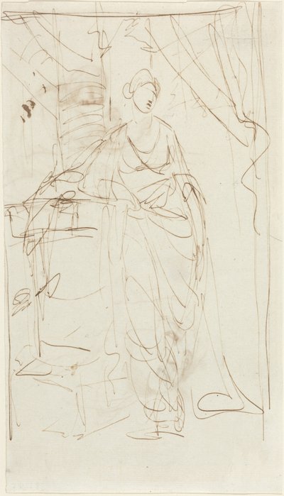 Eine elegante Dame in klassischer Kleidung [recto] von George Romney