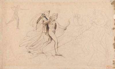Apollo, Diana und Reiter für Der Tod der Kinder der Niobe von George Romney