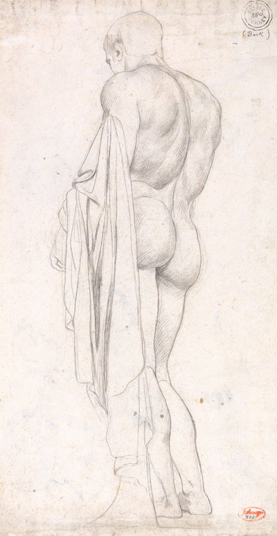 Rückansicht einer stehenden klassischen männlichen Figur von George Romney
