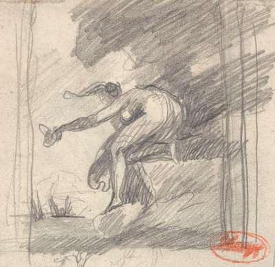 Weibliche Figur, kniend auf einem Vorgebirge, winkend von George Romney