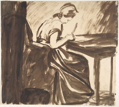 Dame am Tisch sitzend (recto); Tanzende Figuren (verso) von George Romney