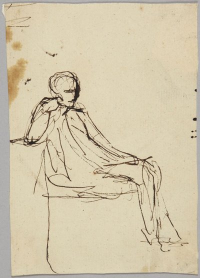 Sitzende männliche Figur, Porträtstudie von George Romney