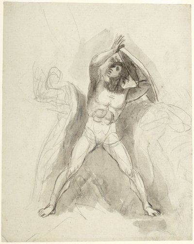 Stehender männlicher Akt mit Schild von George Romney