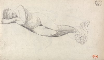 Studie eines liegenden Aktes und einer sitzenden Frau, die von einem Kind getröstet wird von George Romney