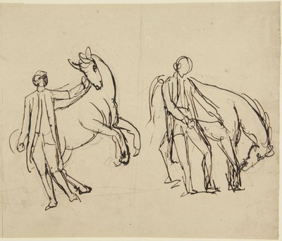 Zwei Studien für ein Porträt eines Mannes mit einem Pferd von George Romney
