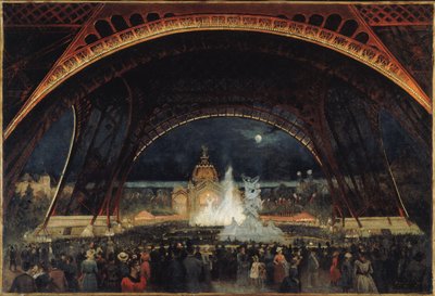 Nachtfest auf der Weltausstellung von 1889, unter dem Eiffelturm von George Roux